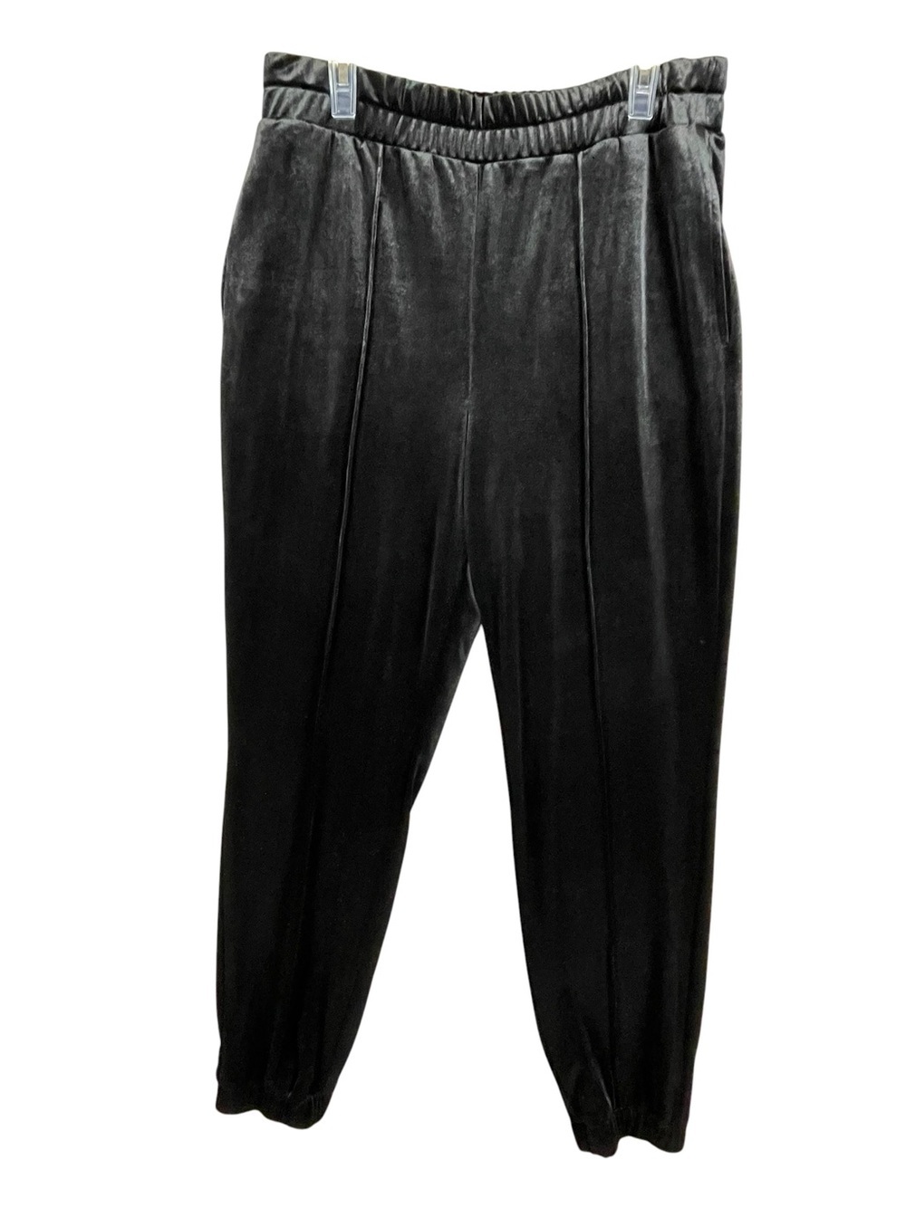 INC International Concepts Black Velvet Luxe Casual Comfort Chic Jogger Pants L